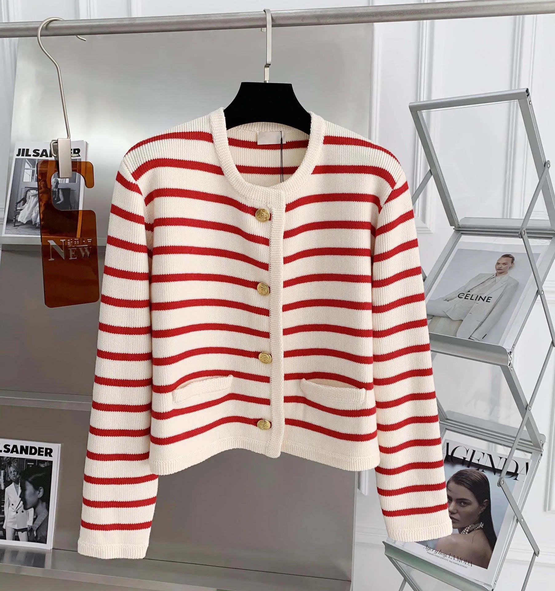 Striped Cropped Cardigan Top - Cropped Cardigan Top