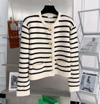 Striped Cropped Cardigan Top - Cropped Cardigan Top