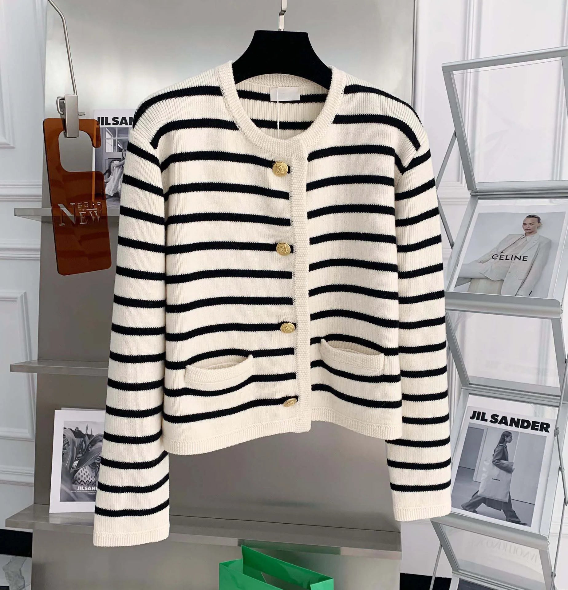 Striped Cropped Cardigan Top - Cropped Cardigan Top