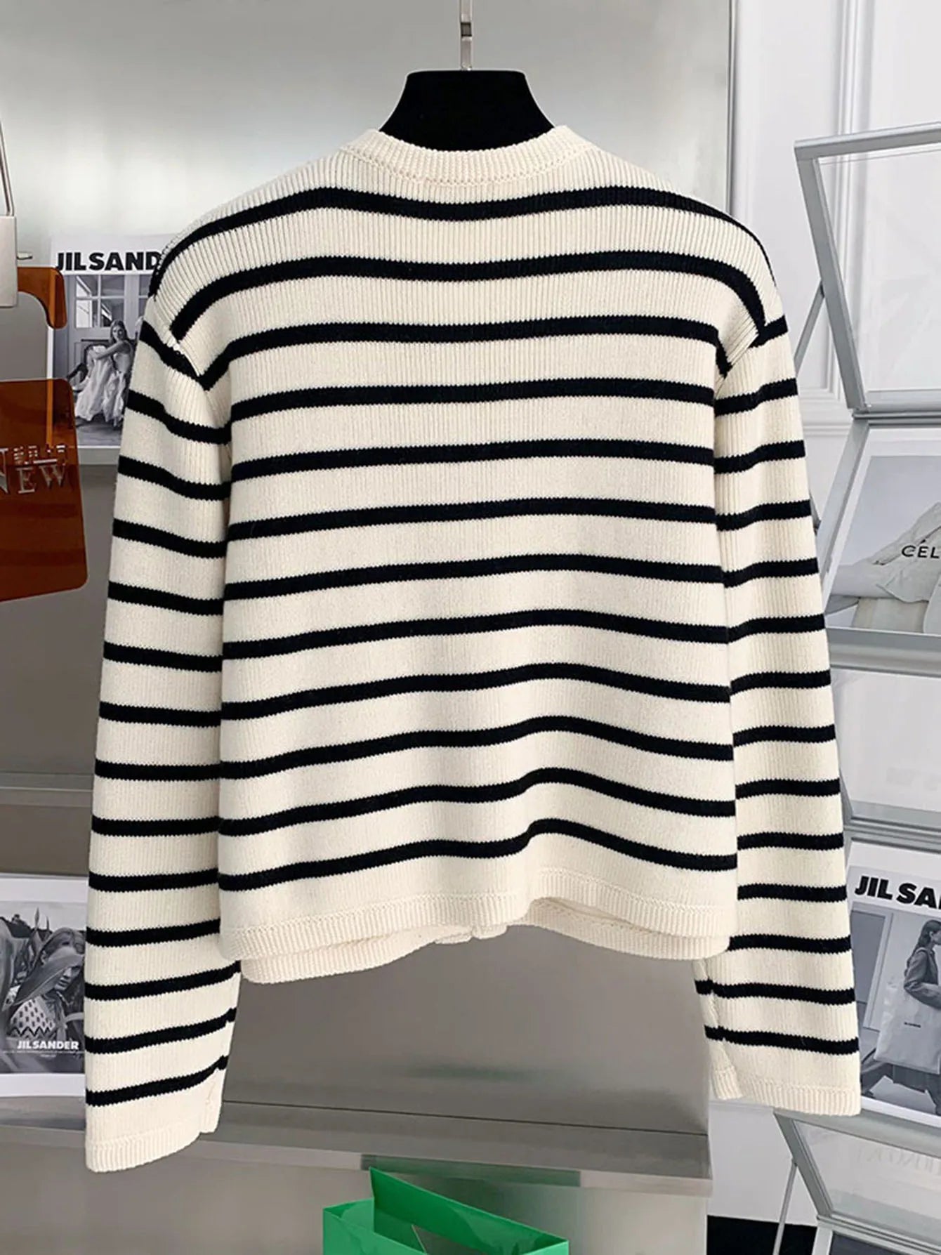 Striped Cropped Cardigan Top - Cropped Cardigan Top