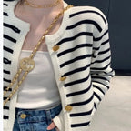 Striped Cropped Cardigan Top - Cropped Cardigan Top