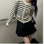 Striped Cropped Cardigan Top - Cropped Cardigan Top