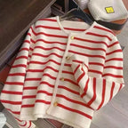 Striped Cropped Cardigan Top - Red / One Size - Cropped Cardigan Top