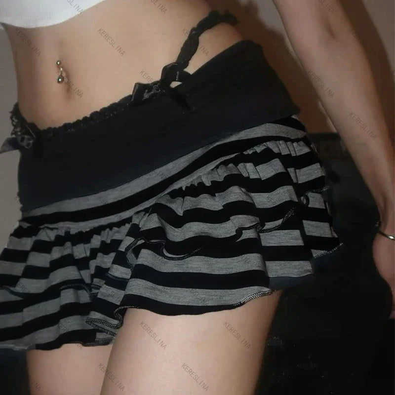 Cute sweet millennium Spice Girls lace mini skirt Trendy elegant Vintage Harajuku skirt subculture fashionable female