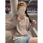 Striped Oversized K-Fashion Sweatshirt - kawaii-inspired outfit in pastel colors - 24718237