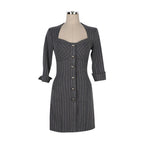 Foreign Trade Women’s Clothing 2023 Autum New K-Style Celebrity Style Square Collar Elegant Stripesd Slim Sexy Jumpsuit
