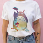 Summer men and women short-sleeved Studio Ghibli Totoro T-shirt Harajuku Kawaii Totoro Ghibli comfortable casual