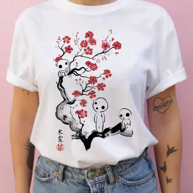 Summer men and women short-sleeved Studio Ghibli Totoro T-shirt Harajuku Kawaii Totoro Ghibli comfortable casual