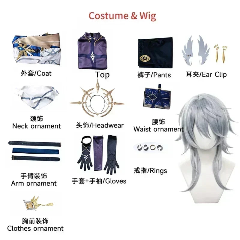 Star Rail Sunday Harmony New Skin Cosplay Costume Sunday Wig Hair Cosplay for Men Role Play Party Outfits - Costume