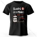 Kawaii Sushi Harajuku Printed 100% Cotton T-Shirt Soft & Breathable Round Neck Short Sleeve Tee Unisex Cute Style
