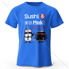 Kawaii Sushi Harajuku Printed 100% Cotton T-Shirt Soft & Breathable Round Neck Short Sleeve Tee Unisex Cute Style