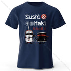 Kawaii Sushi Harajuku Printed 100% Cotton T-Shirt Soft & Breathable Round Neck Short Sleeve Tee Unisex Cute Style