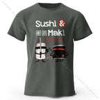 Kawaii Sushi Harajuku Printed 100% Cotton T-Shirt Soft & Breathable Round Neck Short Sleeve Tee Unisex Cute Style