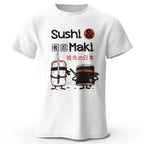 Kawaii Sushi Harajuku Printed 100% Cotton T-Shirt Soft & Breathable Round Neck Short Sleeve Tee Unisex Cute Style