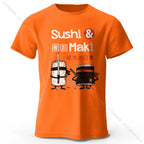 Kawaii Sushi Harajuku Printed 100% Cotton T-Shirt Soft & Breathable Round Neck Short Sleeve Tee Unisex Cute Style