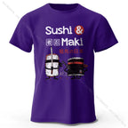 Kawaii Sushi Harajuku Printed 100% Cotton T-Shirt Soft & Breathable Round Neck Short Sleeve Tee Unisex Cute Style