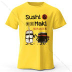 Kawaii Sushi Harajuku Printed 100% Cotton T-Shirt Soft & Breathable Round Neck Short Sleeve Tee Unisex Cute Style