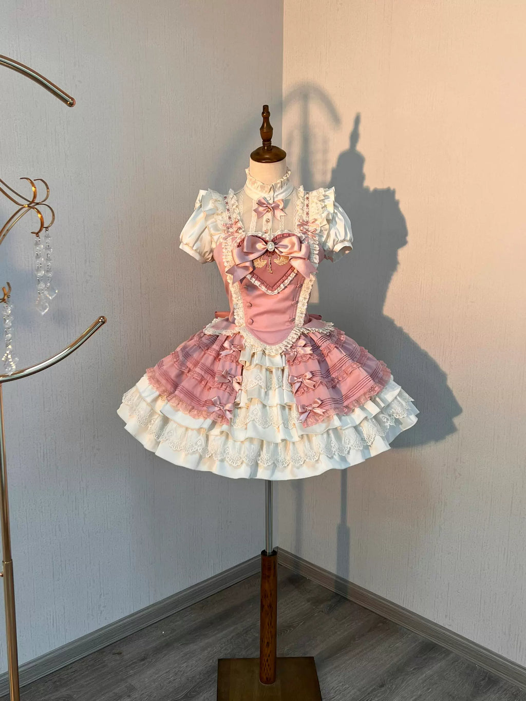 Pink Ribbon Lolita Corset Set - kawaii-inspired outfit in pastel colors - 92196763