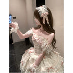 Blush Lace Princess Tea Party Lolita Dress - kawaii-inspired outfit in pastel colors - 27771196