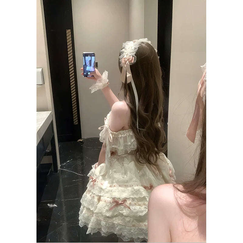 Blush Lace Princess Tea Party Lolita Dress - kawaii-inspired outfit in pastel colors - 70501782