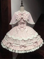 Pink Heart Princess Lolita Dress & Cape Set - kawaii-inspired outfit in pastel colors - 1311508