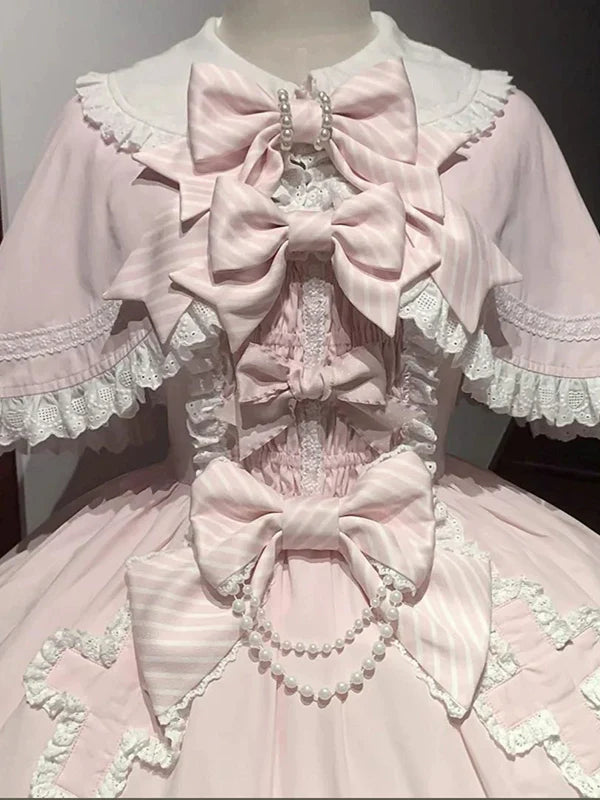 Pink Heart Princess Lolita Dress & Cape Set - kawaii-inspired outfit in pastel colors - 3305228