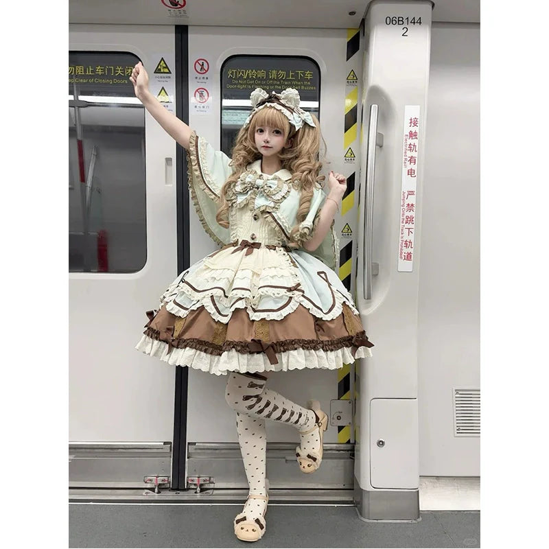 Mint Chocolate Princess Lolita Set - kawaii-inspired outfit in pastel colors - 92467375