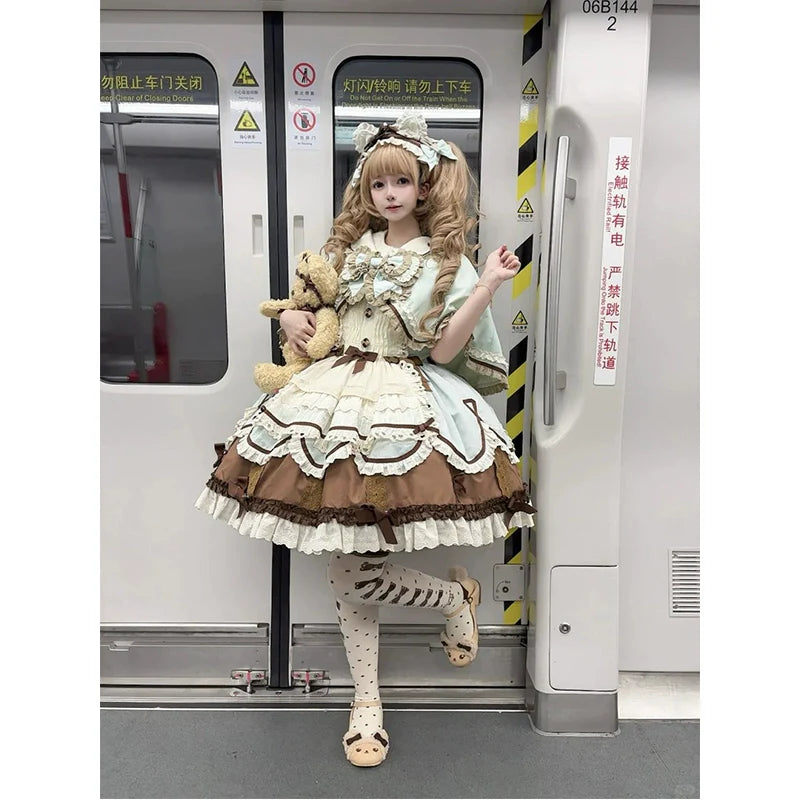 Mint Chocolate Princess Lolita Set - kawaii-inspired outfit in pastel colors - 86925632