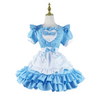 Japanese-Style Sexy Cream Sweetheart Maid Outfit Blue Pure Lolita Dress - Multicolored / S