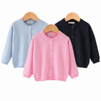 Autumn Girls Clothes Baby Casual Cardigan Solid Open Stitch Boys Soft Coats Children Sweaters Toddler Knit Jackets Full