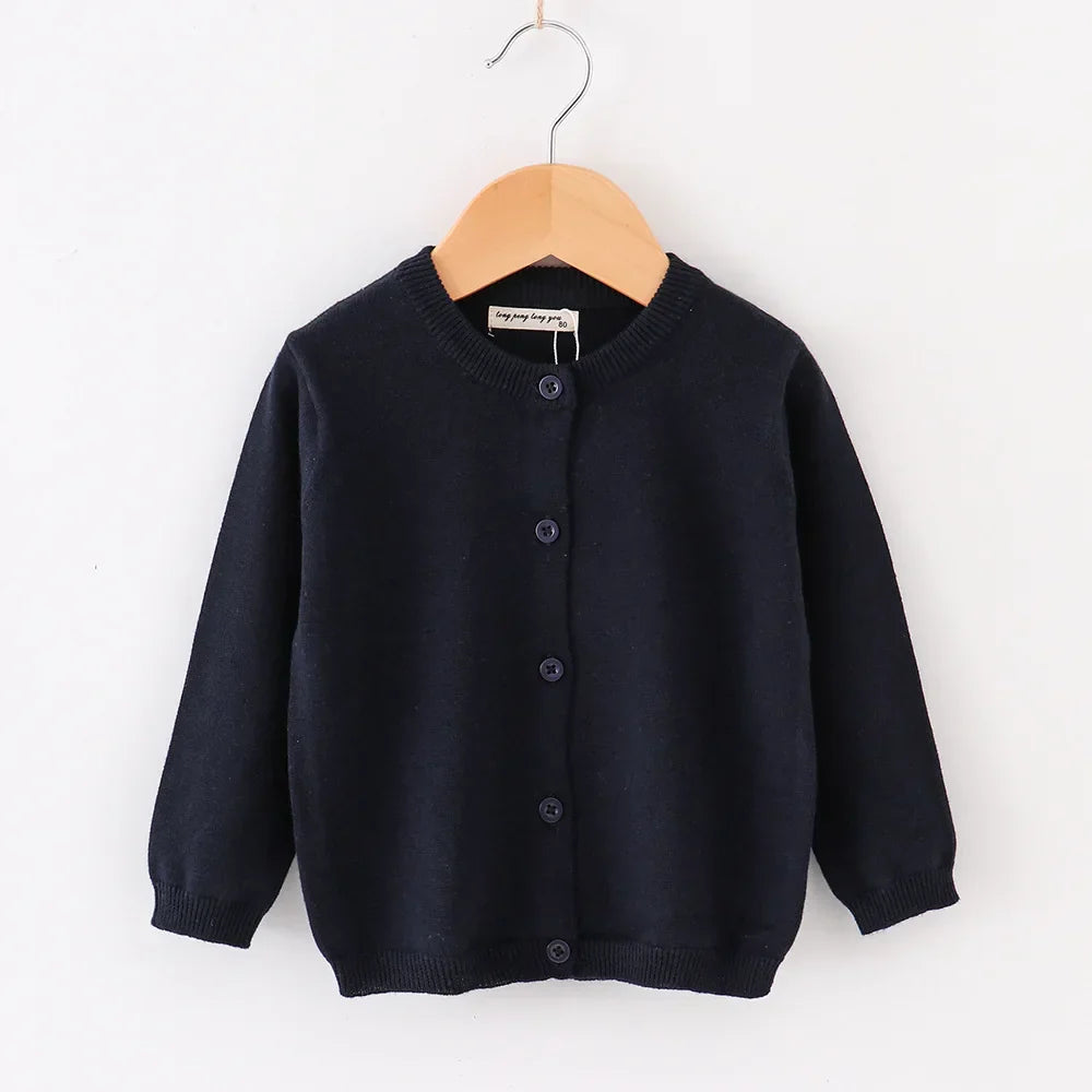 Autumn Girls Clothes Baby Casual Cardigan Solid Open Stitch Boys Soft Coats Children Sweaters Toddler Knit Jackets Full