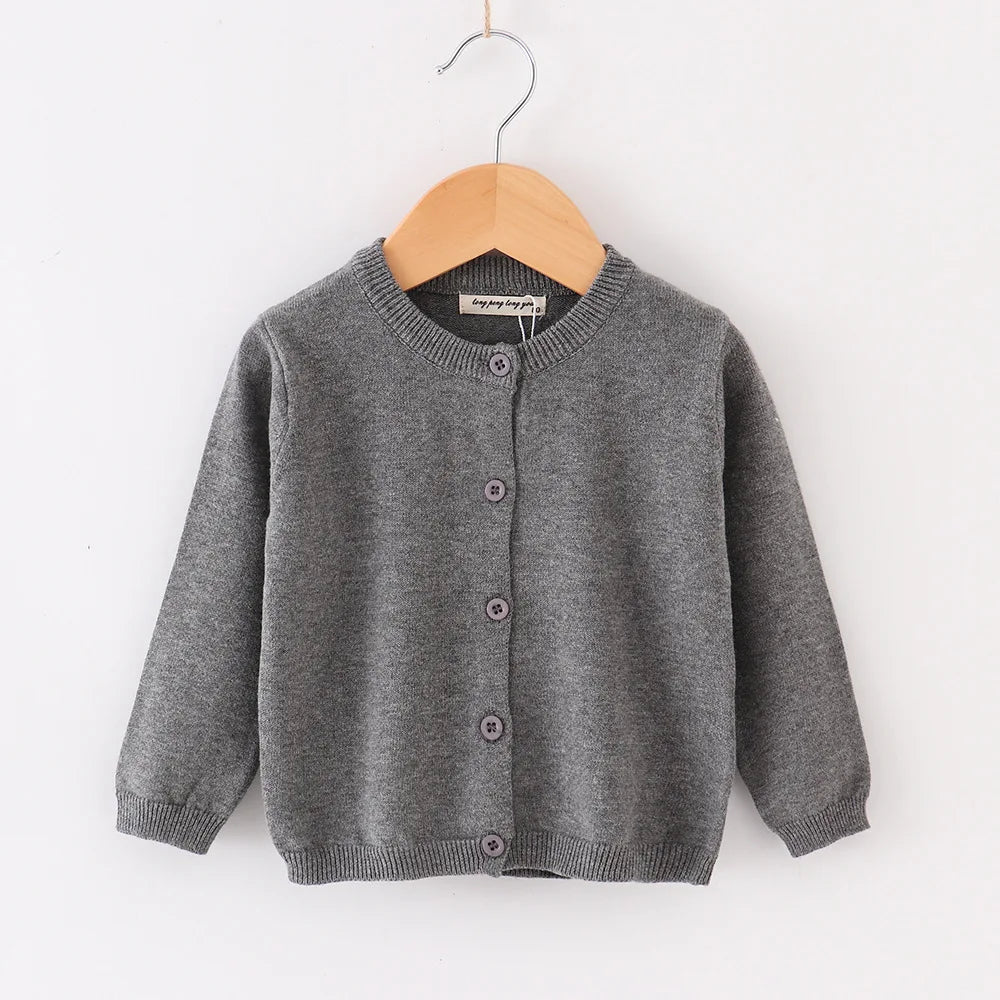 Autumn Girls Clothes Baby Casual Cardigan Solid Open Stitch Boys Soft Coats Children Sweaters Toddler Knit Jackets Full
