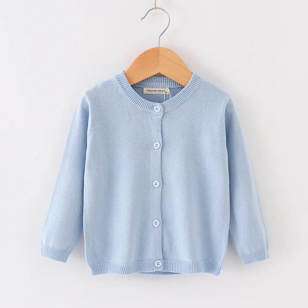 Autumn Girls Clothes Baby Casual Cardigan Solid Open Stitch Boys Soft Coats Children Sweaters Toddler Knit Jackets Full