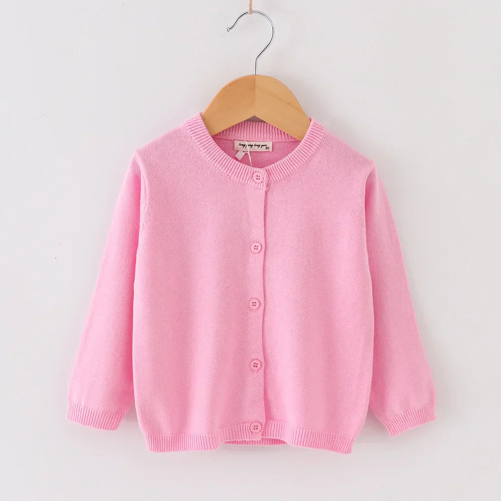 Autumn Girls Clothes Baby Casual Cardigan Solid Open Stitch Boys Soft Coats Children Sweaters Toddler Knit Jackets Full