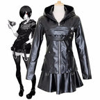 Anime Tokyo Ghoul Touka Kirishima Cosplay Costume Full Set Uniform PU Leather Black Dress Hoodie Women Halloween