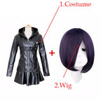 Anime Tokyo Ghoul Touka Kirishima Cosplay Costume Full Set Uniform PU Leather Black Dress Hoodie Women Halloween