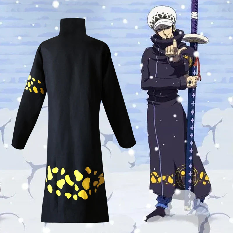 Anime Piece Pirate Trafalgar D. Water Law Cosplay Costume Black Cloak Hat Pant Long Windbreaker Jacket Party Carnival