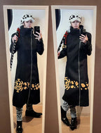 Anime Piece Pirate Trafalgar D. Water Law Cosplay Costume Black Cloak Hat Pant Long Windbreaker Jacket Party Carnival
