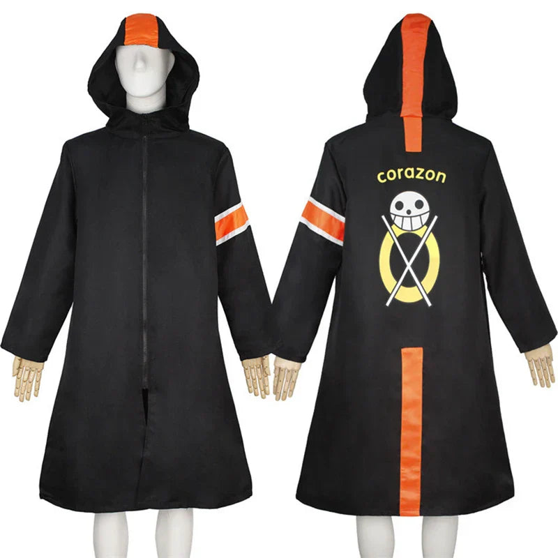 Anime Piece Pirate Trafalgar D. Water Law Cosplay Costume Black Cloak Hat Pant Long Windbreaker Jacket Party Carnival