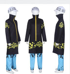 Anime Piece Pirate Trafalgar D. Water Law Cosplay Costume Black Cloak Hat Pant Long Windbreaker Jacket Party Carnival