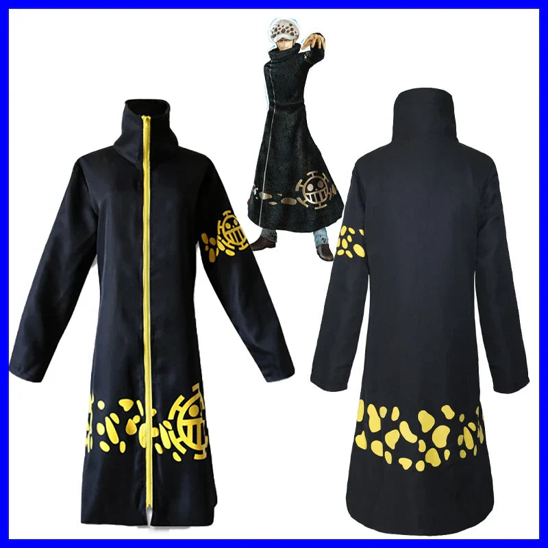Anime Piece Pirate Trafalgar D. Water Law Cosplay Costume Black Cloak Hat Pant Long Windbreaker Jacket Party Carnival