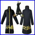 Anime Piece Pirate Trafalgar D. Water Law Cosplay Costume Black Cloak Hat Pant Long Windbreaker Jacket Party Carnival