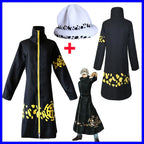 Anime Piece Pirate Trafalgar D. Water Law Cosplay Costume Black Cloak Hat Pant Long Windbreaker Jacket Party Carnival