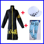 Anime Piece Pirate Trafalgar D. Water Law Cosplay Costume Black Cloak Hat Pant Long Windbreaker Jacket Party Carnival