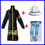 Anime Piece Pirate Trafalgar D. Water Law Cosplay Costume Black Cloak Hat Pant Long Windbreaker Jacket Party Carnival