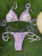 Sexy Triangle Mini Bikini Sets Micro Thongs Swimsuit Women Bathing Suit Biquini Bandage Beachwear Print Swimwear Thong