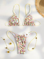 Sexy Triangle Mini Bikini Sets Micro Thongs Swimsuit Women Bathing Suit Biquini Bandage Beachwear Print Swimwear Thong