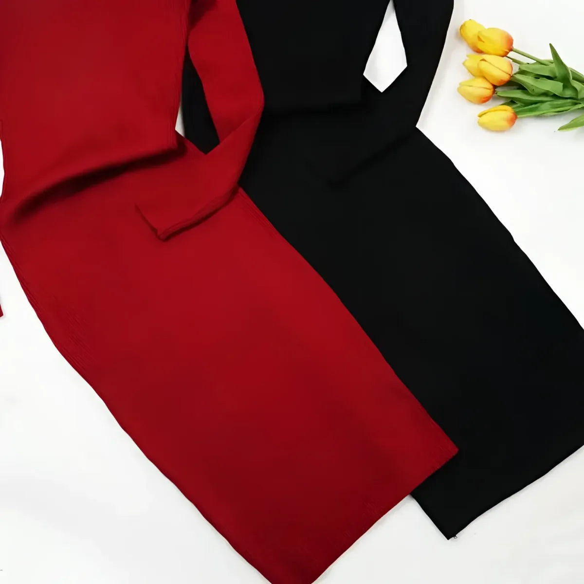 Knitted Turtleneck Dress - All Dresses - 9