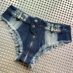 Ultra-low Waist Ultra-short Private Portrait Sexy Shorts Sexy Open-crotch Denim Hot Pants Night Shop Women’s Pants