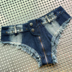 Ultra-low Waist Ultra-short Private Portrait Sexy Shorts Sexy Open-crotch Denim Hot Pants Night Shop Women’s Pants